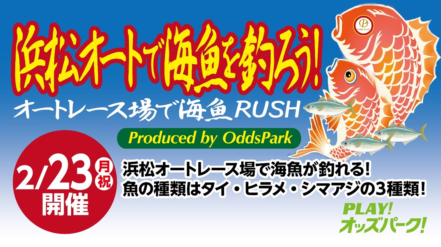 浜松オートで海魚を釣ろう！オートレース場で海魚RUSH produced by OddsPark
